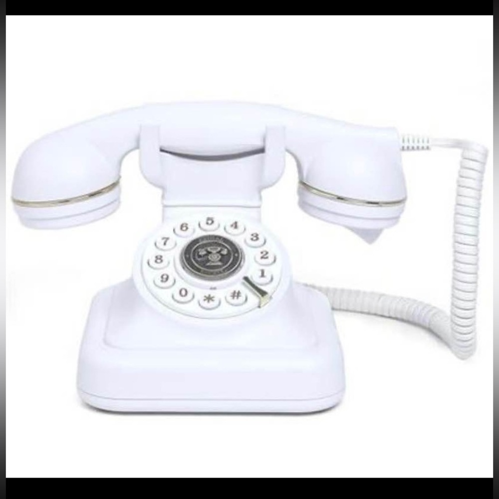 Vintage Style White Corded Rotary Phone